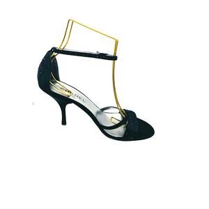 Chanel Embellished Classic Black Satin Strappy Sandals size 39.5